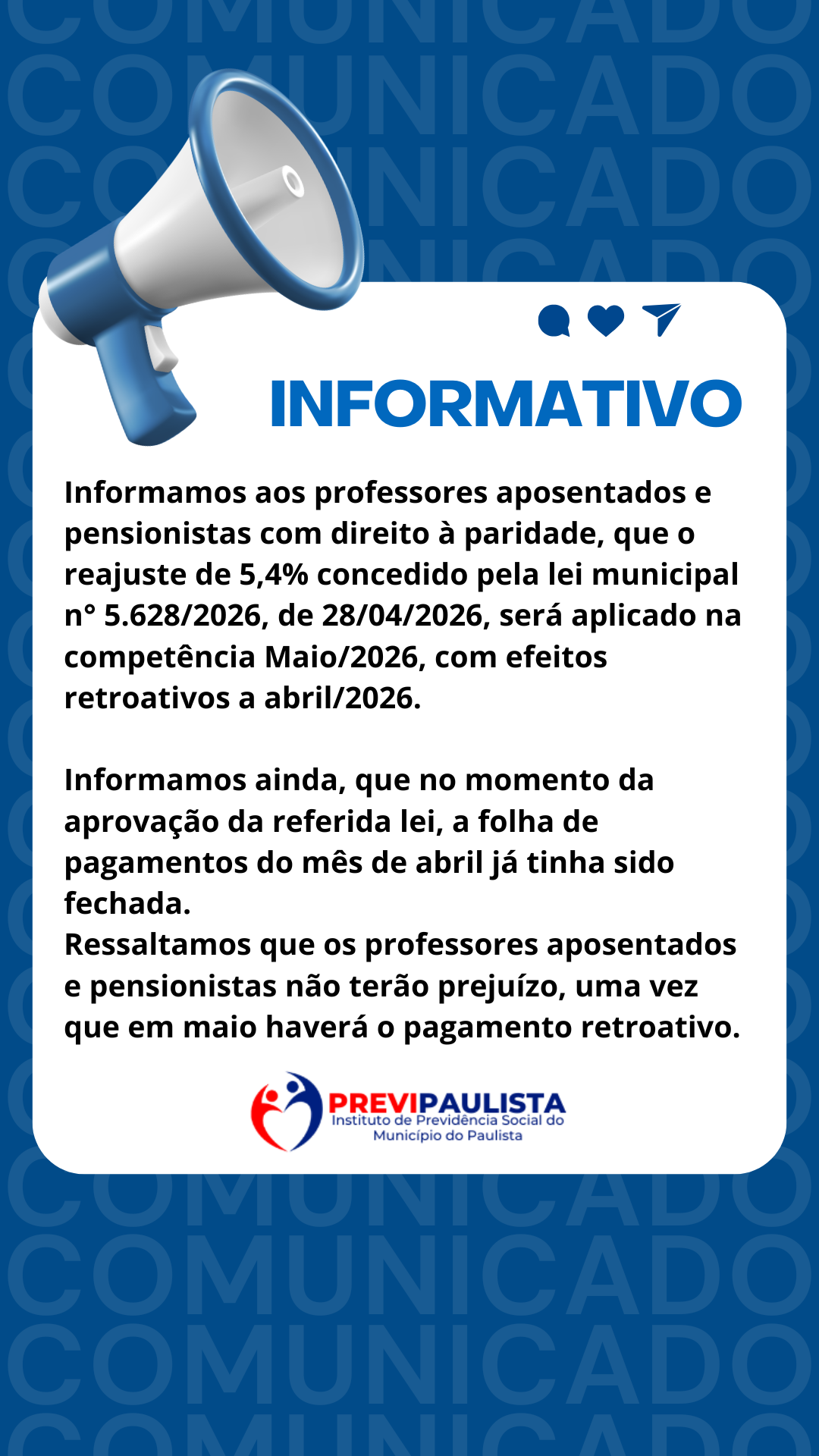 Post para Instagram Comunicado importante Azul Informativo (Story do Instagram)